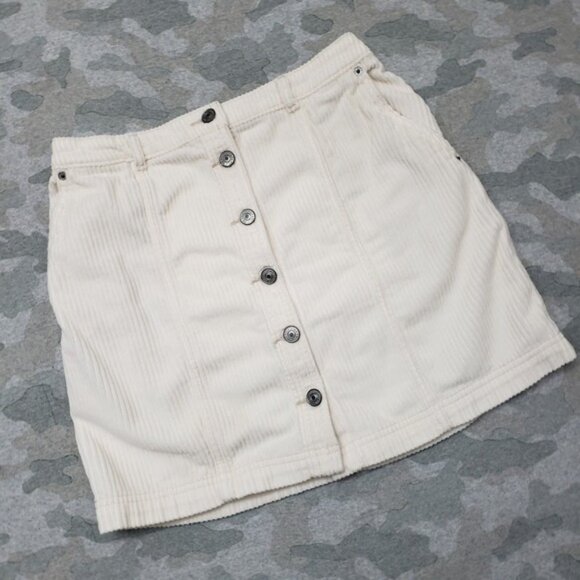 Abercrombie And Fitch Skirt Womens Small Beige Corduroy Button Up - Picture 2 of 6